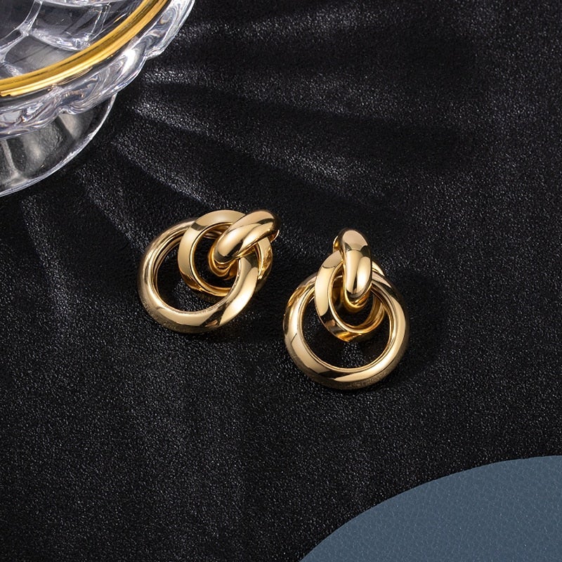 Boucles d’Oreilles Raffinées Style Luxueux Dorées