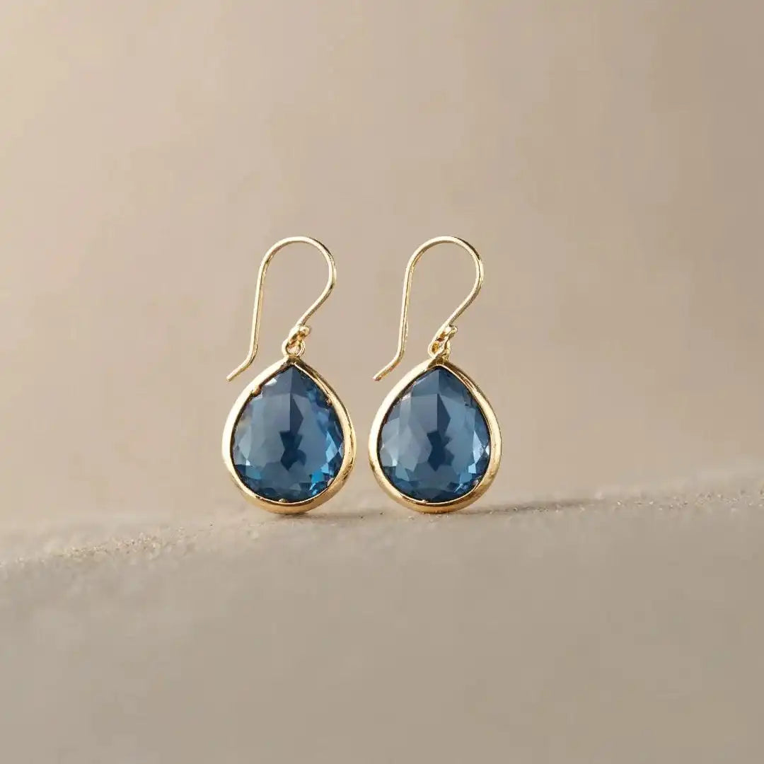 Pendantes en Cristal Bleu Rétro