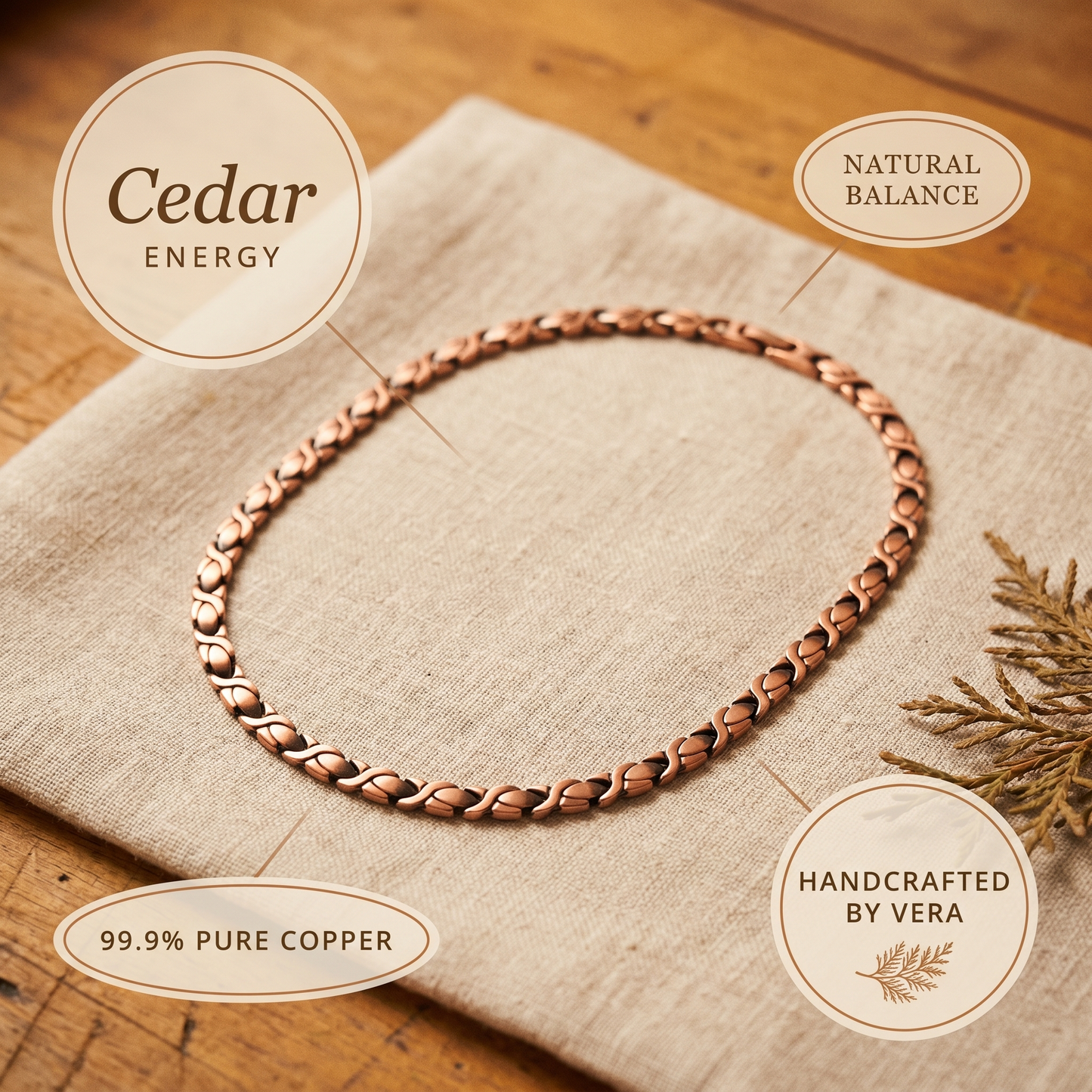 Collier en cuivre et cèdre de Marguax