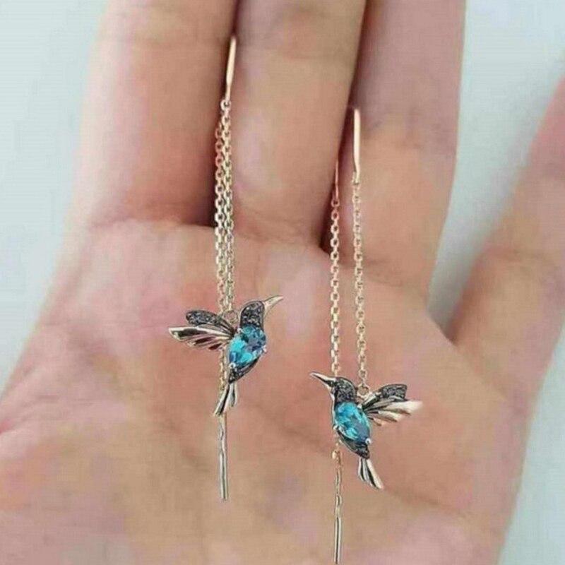 Boucles d’Oreilles Colibri Serties de Zircons et d’Émail