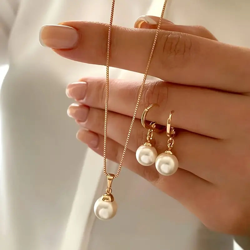 Set de Bijoux Perles Golden Grace | Or