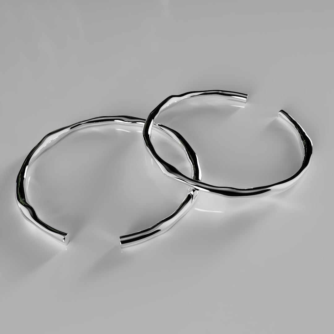 Bracelet en argent 925 ajustable à la silhouette irrégulière
