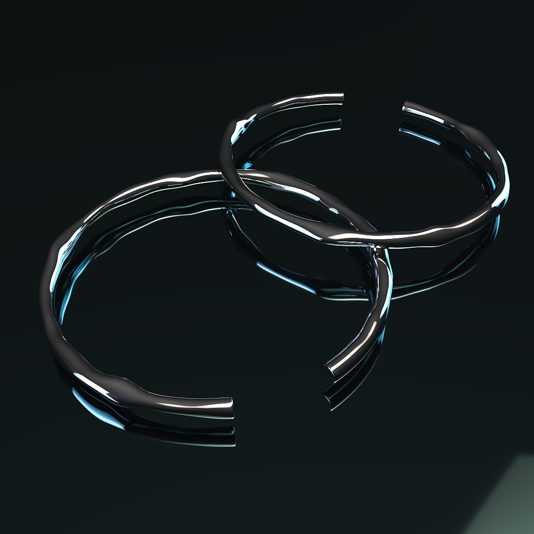 Bracelet en argent 925 ajustable à la silhouette irrégulière