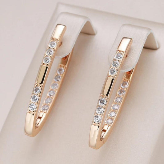 Élégantes boucles d'oreilles en zirconium et or