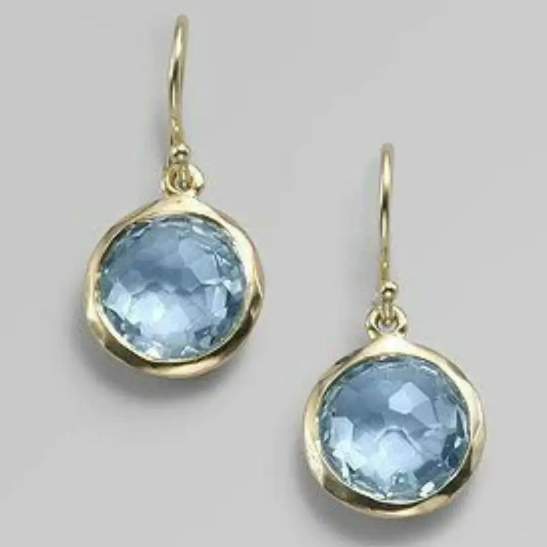 Boucles d’Oreilles Raffinées Vintage Serties de Cristal Bleu Clair