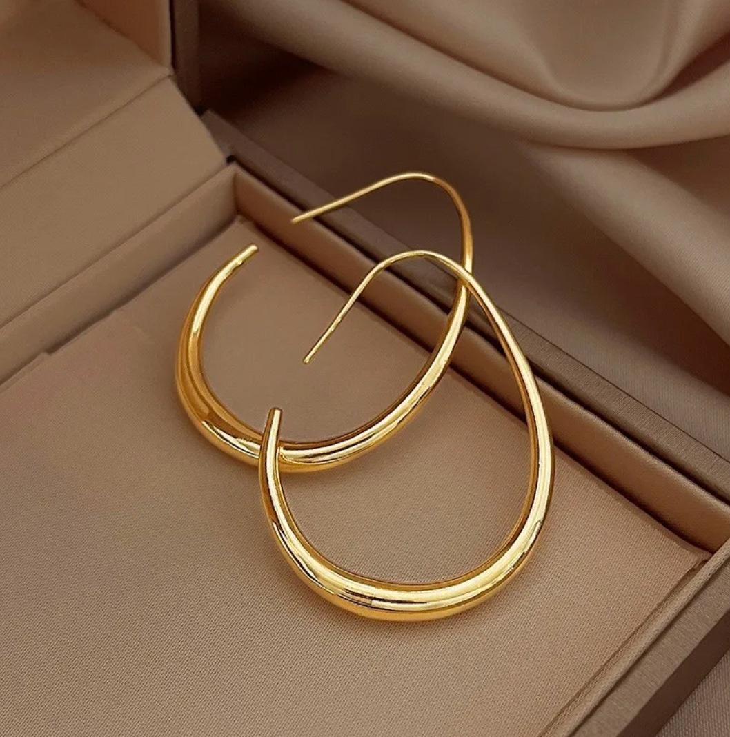 Grandes boucles d'oreilles plaqué or 18 carats