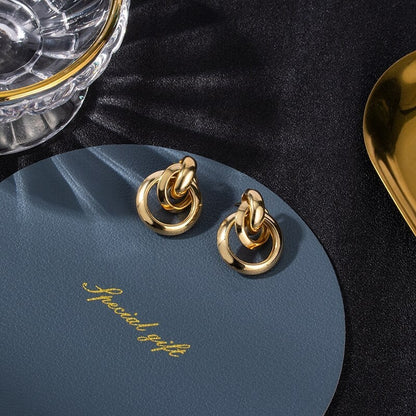 Boucles d’Oreilles Raffinées Style Luxueux Dorées