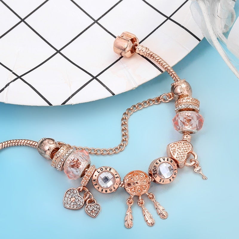 Bracelet en Argent avec Breloques et Pendentif Attrape-Rêves