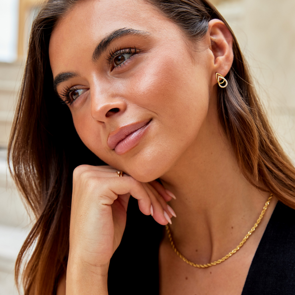 Boucles d'oreilles en goutte à maillons Lin