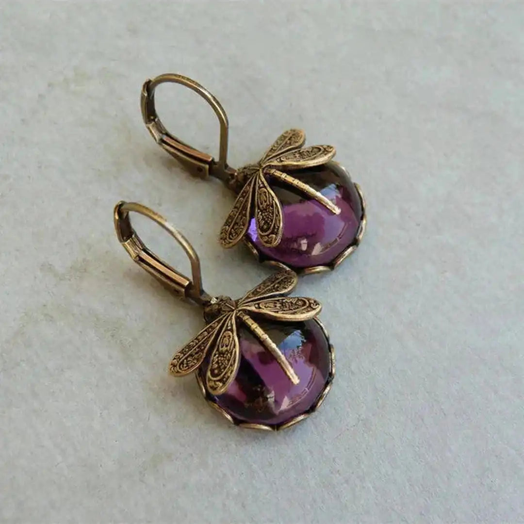Boucles d'oreilles Libellule en Or Vieilli