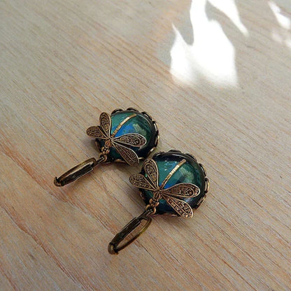 Boucles d’oreilles libellule avec cristaux en or ancien