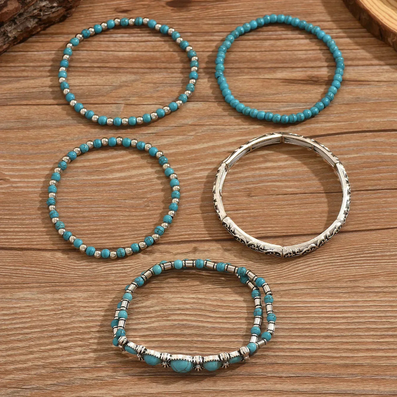 Ensemble de bracelets bohèmes avec des perles turquoise