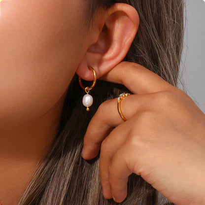ELISE™ | Boucles d’Oreilles Anneaux avec Perle
