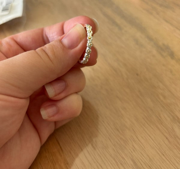 Bague Ajustable en Argent avec Marguerite en Émail Peint à la Main