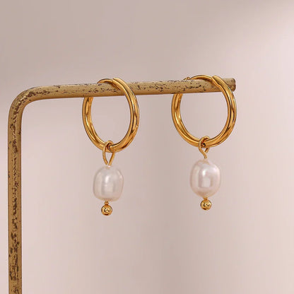 ELISE™ | Boucles d’Oreilles Anneaux avec Perle