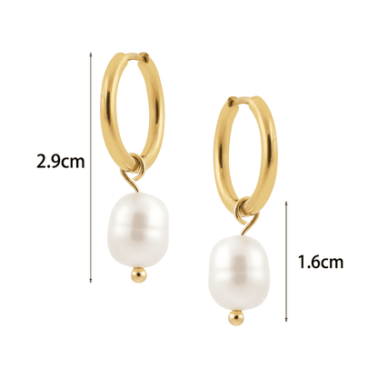 ELISE™ | Boucles d’Oreilles Anneaux avec Perle