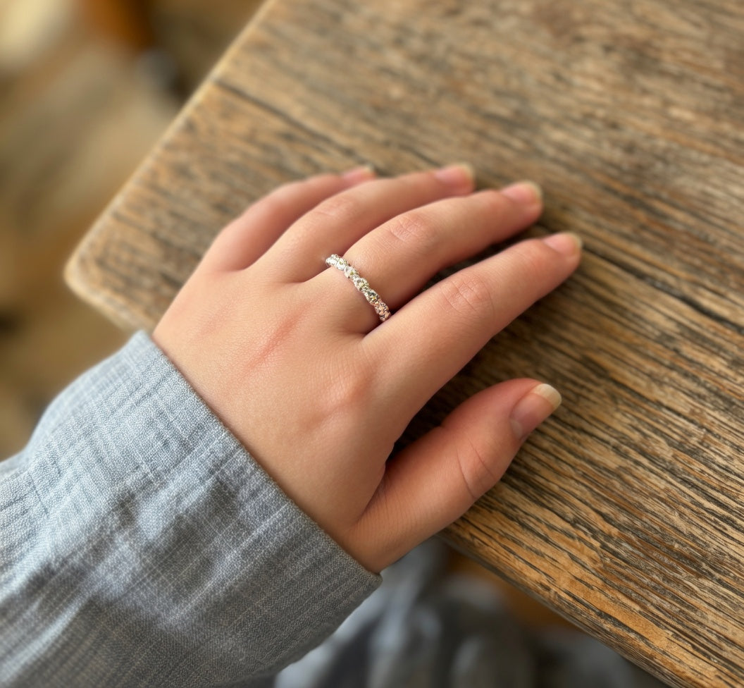 Bague Ajustable en Argent avec Marguerite en Émail Peint à la Main
