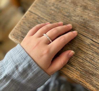 Bague Ajustable en Argent avec Marguerite en Émail Peint à la Main