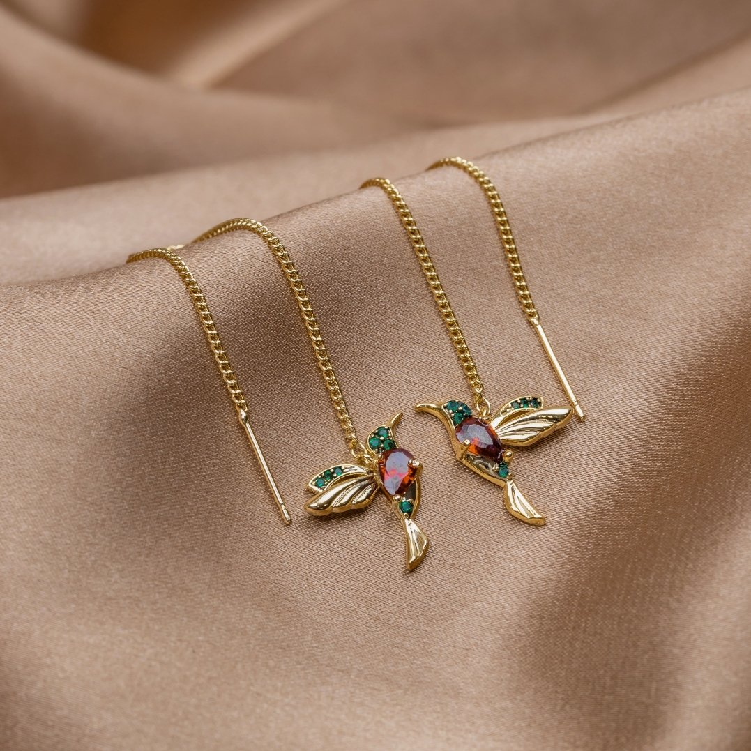 Élégantes Boucles d'Oreilles Colibri