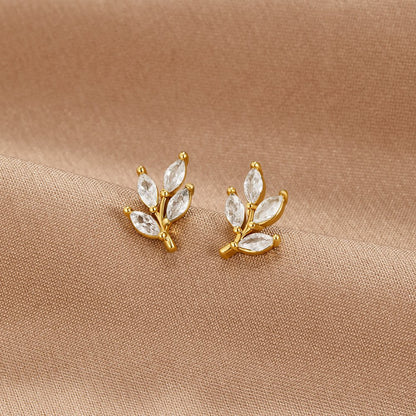 Boucles d'oreilles Chic en Cristal Feuille