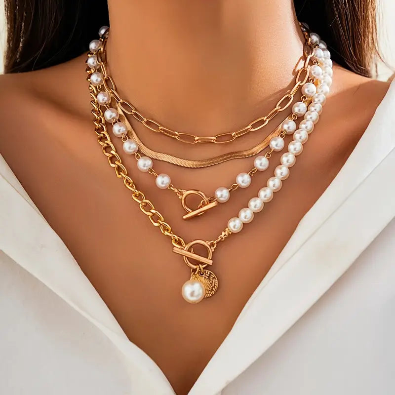 Set de Collier Chaîne Serpent avec Perles Vintage | Or