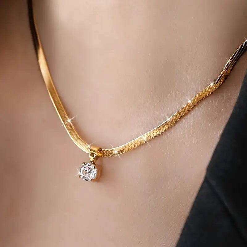 Collier Pendentif avec Strass Élégant | Or