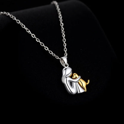 Collier avec pendentif en forme de câlin et boucles d'oreilles en cadeau