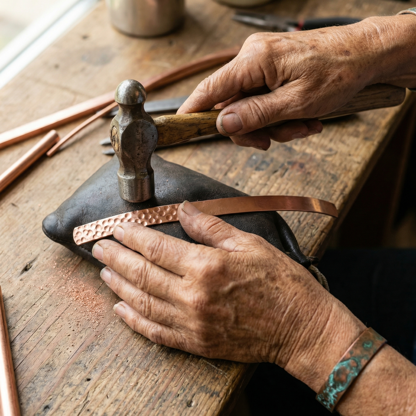 Bracelet de cheville en cuivre sablé Marguax
