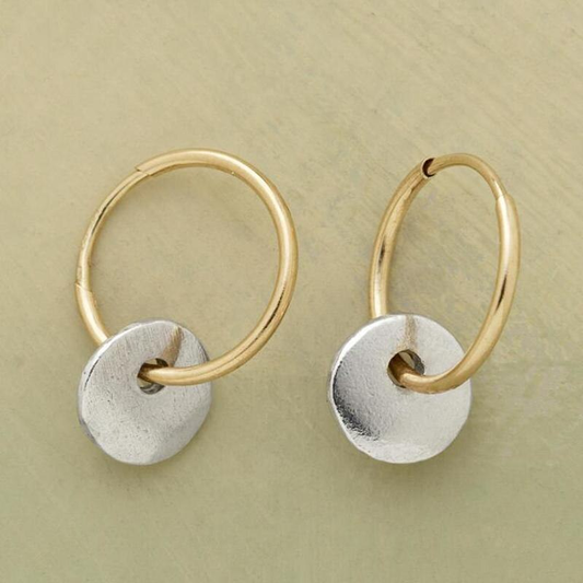 Boucles d’Oreilles Vintage Bicolores en Or et Argent