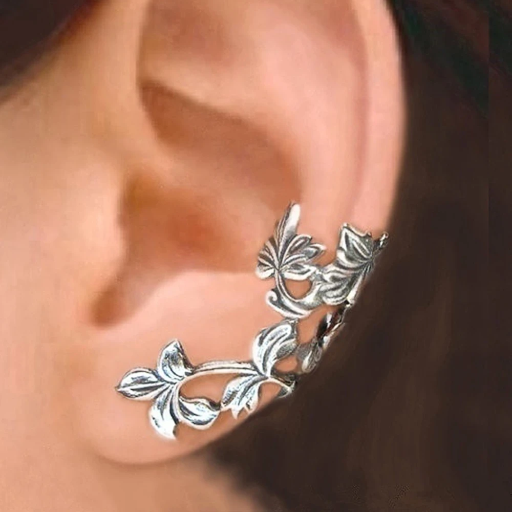 Boucles d’Oreilles Vintage en Argent Motif Feuilles
