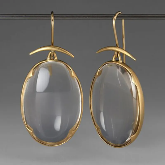 Boucles d’Oreilles Raffinées Vintage en Or Ornées d’un Cristal Gris