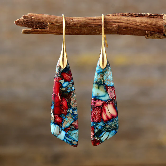 Donna - Boucles d'oreilles vintage colorées en pierre