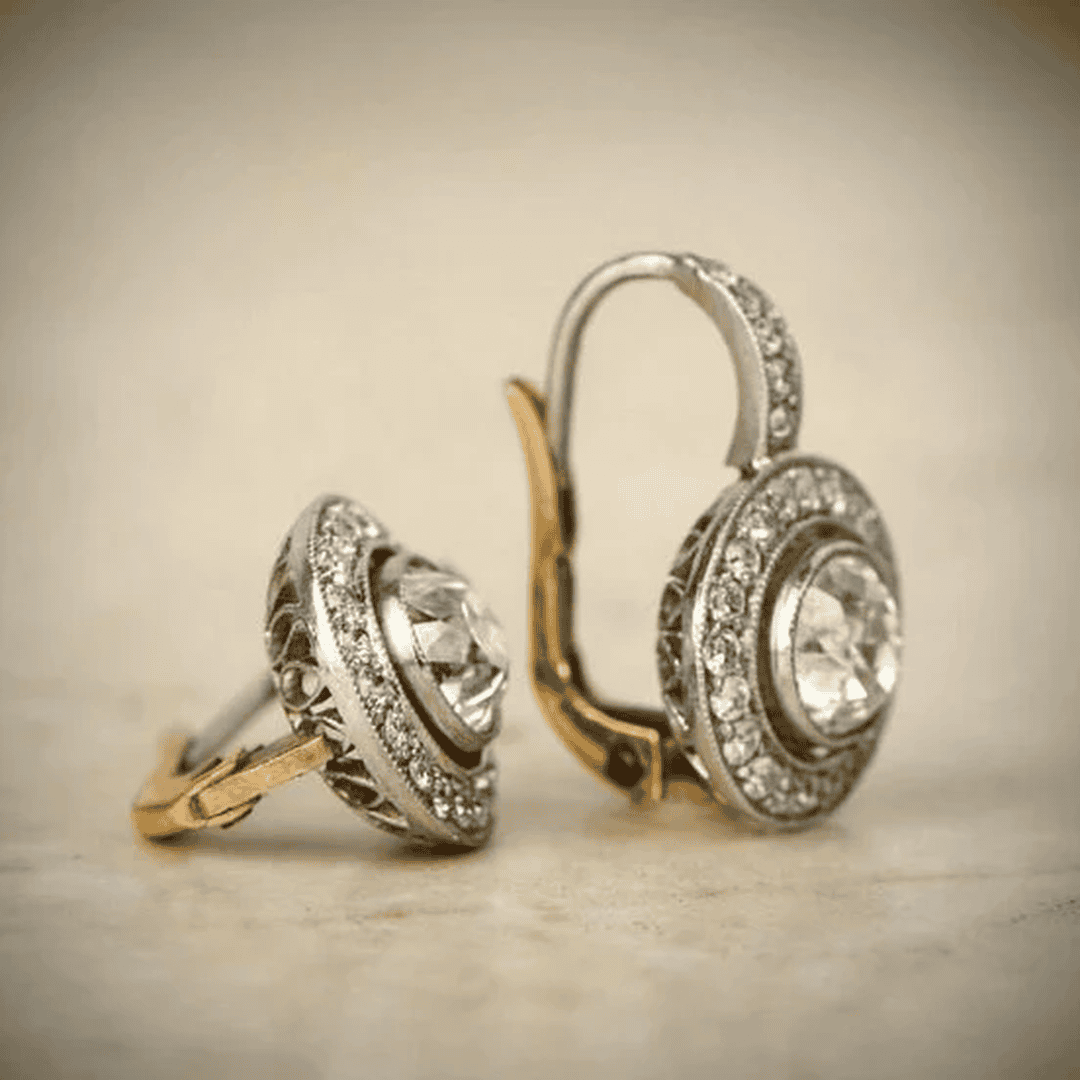 Boucles d'oreilles vintage en cristal doré et argent