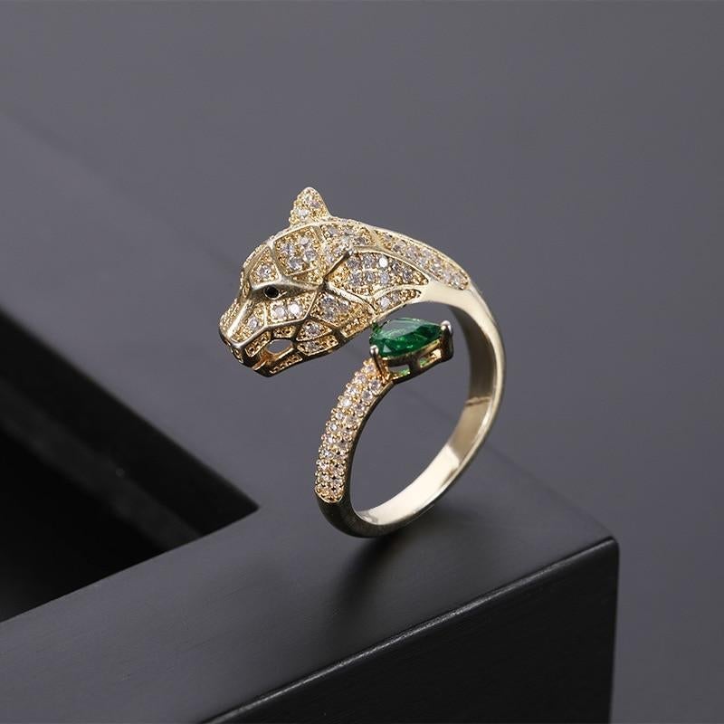 Bague Léopard Ajustable Ornée de Zircons