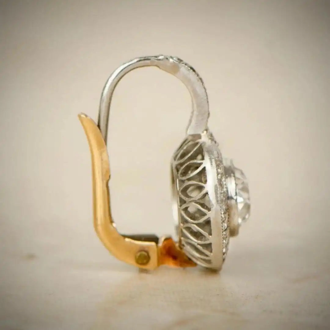 Boucles d'oreilles vintage en cristal doré et argent