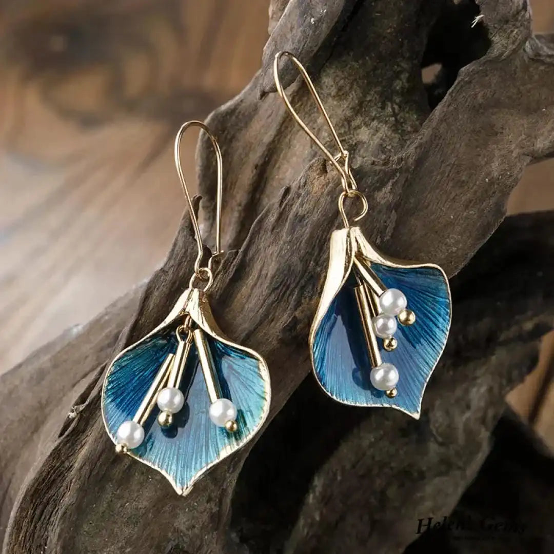 Boucles d'oreilles vintage en argent Lotus Bleu